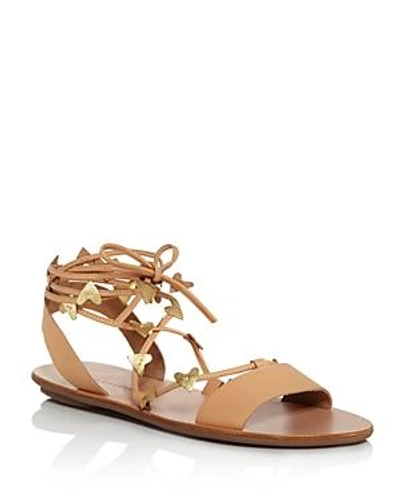 Shop Loeffler Randall Women's Heartla Leather Strappy Ankle Tie Sandals - 100% Exclusive In Wheat/gold