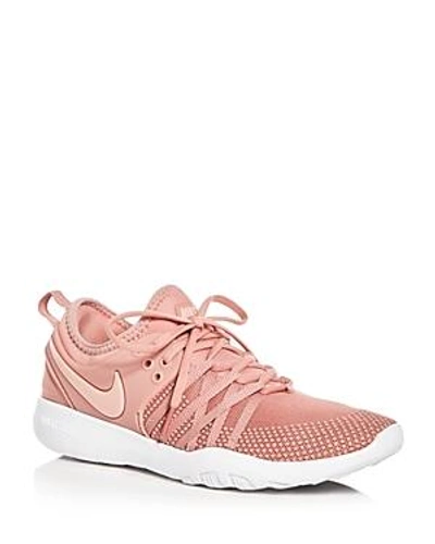 Shop Nike Women's Free Tr 7 Lace Up Sneakers In Rust Pink/coral
