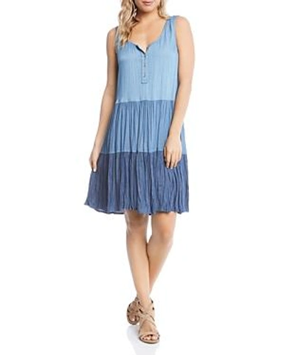 Shop Karen Kane Tiered Chambray Dress In Multi Color