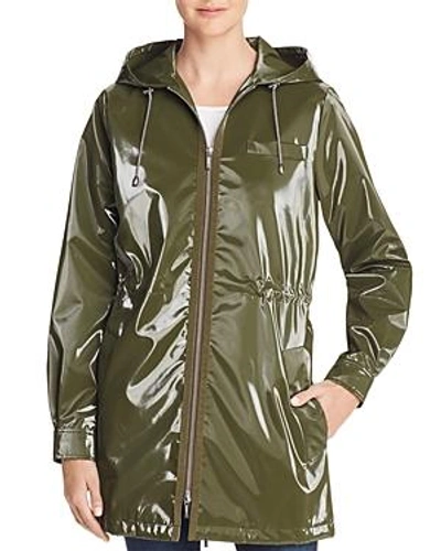 Shop Jane Post London Shiny Raincoat In Olive