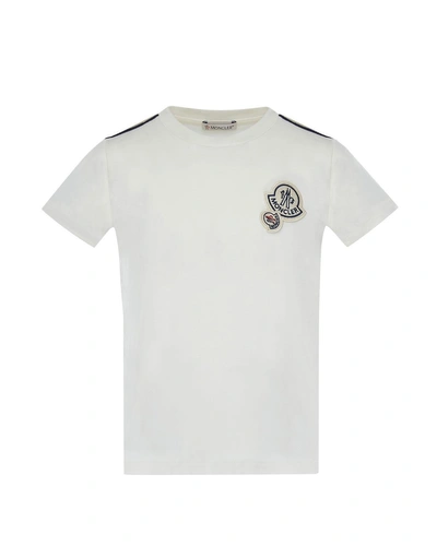 Shop Moncler Maglia Short-sleeve T-shirt W/ Logos, Off White
