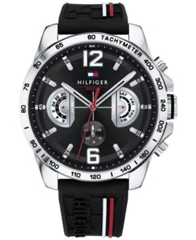 Shop Tommy Hilfiger Men's Black Silicone Strap Watch 46mm