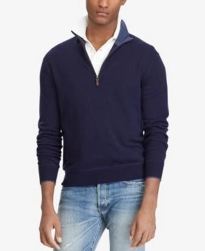 Shop Polo Ralph Lauren Men's Half-zip Cashmere Sweater In Blue