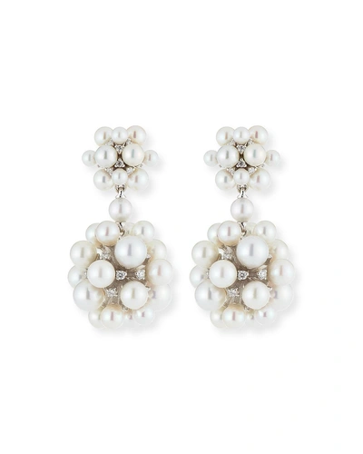 Shop Paul Morelli 18k Pearl & Diamond Orbit Double Drop Earrings