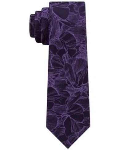 Shop Calvin Klein Men's Camouflage Botanical Skinny Silk Tie In Purple