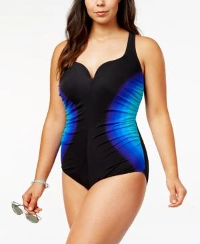Shop Miraclesuit Temptress Plus Size Gulf Stream Ombre Tummy Control One-piece Swimsuit Women's Swimsuit In Black
