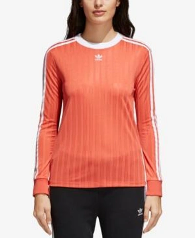 Shop Adidas Originals Adicolor 3-stripe Sweatshirt In Trace Scarlet