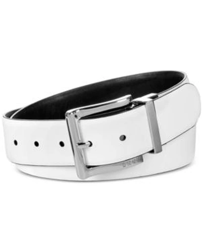 Shop Dkny Reversible Pant Belt, Created For Macy's In White/black