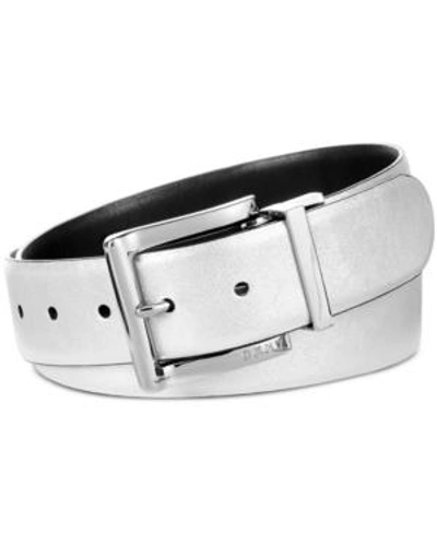 Shop Dkny Reversible Pant Belt, Created For Macy's In Silver/black