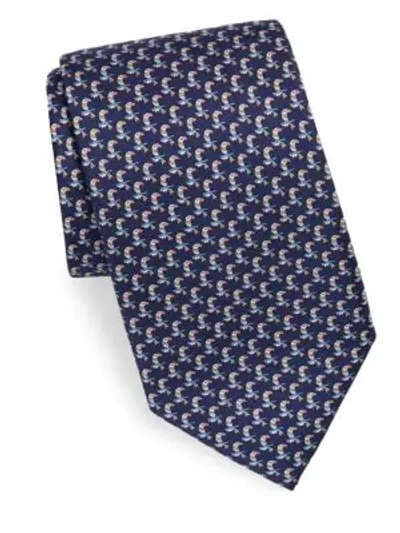 Shop Ferragamo Silk Toucan Tie In Blue