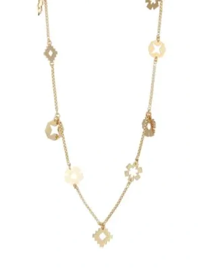 Shop Tory Burch Geo Long Necklace In Yellow Gold