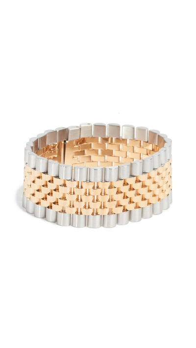 Shop Alexander Wang Watch Strap Bracelet In Gold/silver