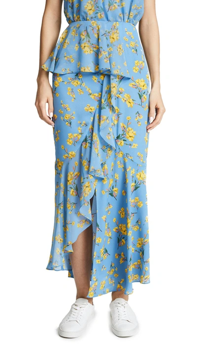 Shop Goen J Asymmetrical Skirt With Ruffles In Sky Blue