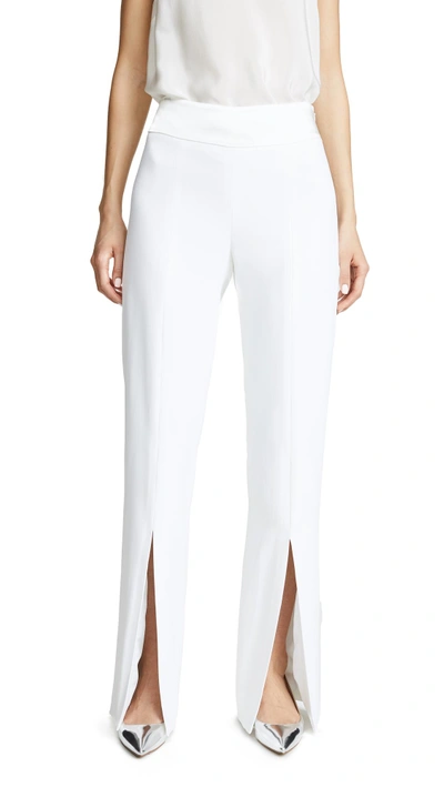 Shop Jonathan Simkhai Satin Combo Front Slit Pants In White
