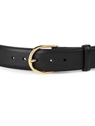 Shop W. Kleinberg Round Buckle Leather Belt In Black