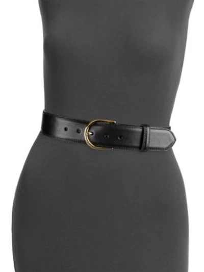 Shop W. Kleinberg Round Buckle Leather Belt In Black