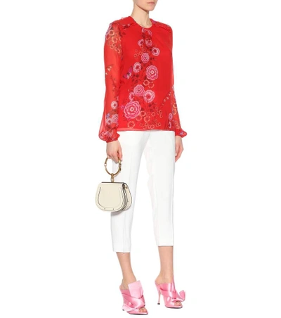 Shop Giambattista Valli Floral-printed Silk Blouse In Red