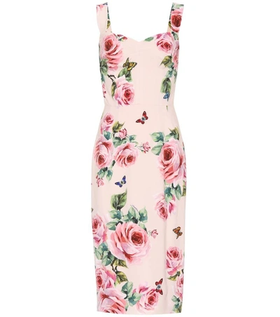 Shop Dolce & Gabbana Floral-printed Crêpe Dress In Pink