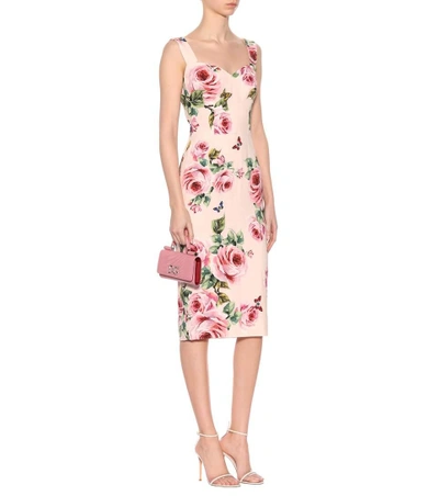 Shop Dolce & Gabbana Floral-printed Crêpe Dress In Pink