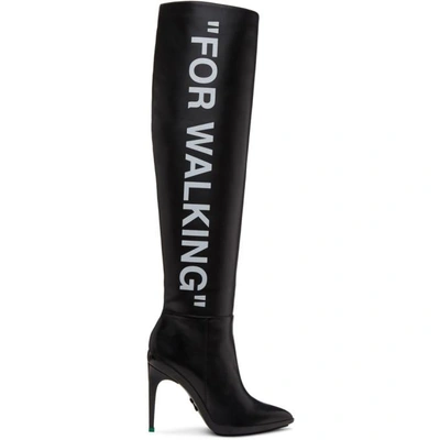 Off-white Black 'for Walking' Knee-high Boots | ModeSens