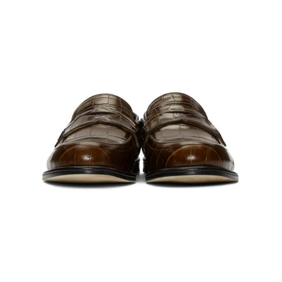Shop Loewe Brown Croc Slip-on Loafers
