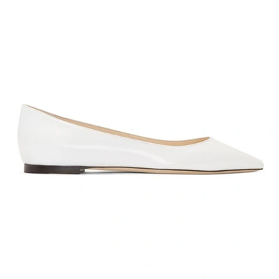 Shop Jimmy Choo White Leather Romy Ballerina Flats In Optic White