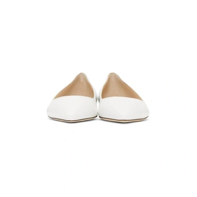 Shop Jimmy Choo White Leather Romy Ballerina Flats In Optic White