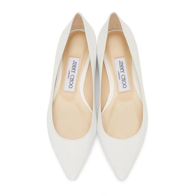 Shop Jimmy Choo White Leather Romy Ballerina Flats In Optic White