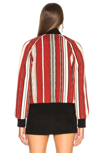 Shop Saint Laurent Teddy Bomber Jacket In Red,stripes