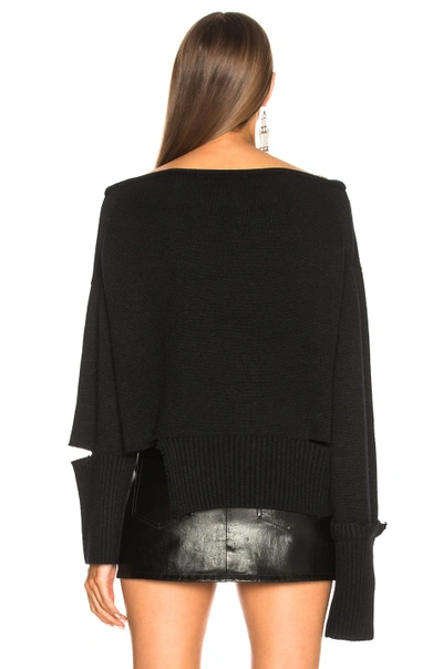 Shop Helmut Lang Distressed Off Shoulder Sweater In Black