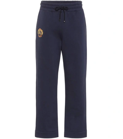 Shop Burberry Archive Logo Jersey Trackpants In Blue