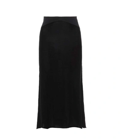 Shop Ryan Roche Cashmere Midi Skirt In Black