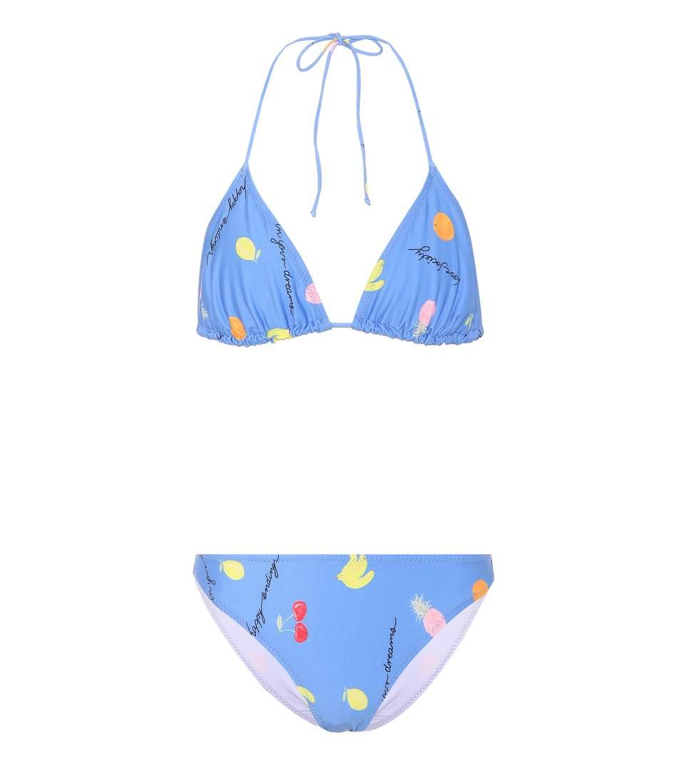 Ganni Dexies Printed Bikini In Blue | ModeSens