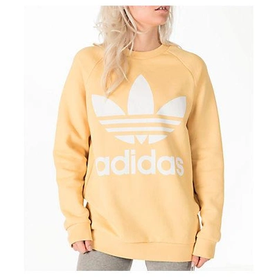 Shop Adidas Originals Women's Originals Oversized Trefoil Crew Sweatshirt, Yellow