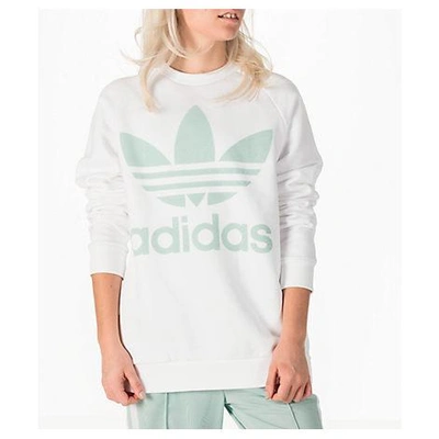 Shop Adidas Originals Women's Originals Oversized Trefoil Crew Sweatshirt, White
