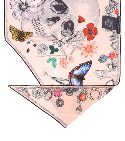 Shop Alexander Mcqueen Printed Silk Scarf In Pink