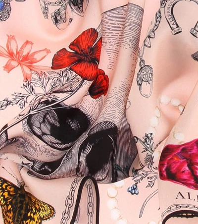 Shop Alexander Mcqueen Printed Silk Scarf In Pink