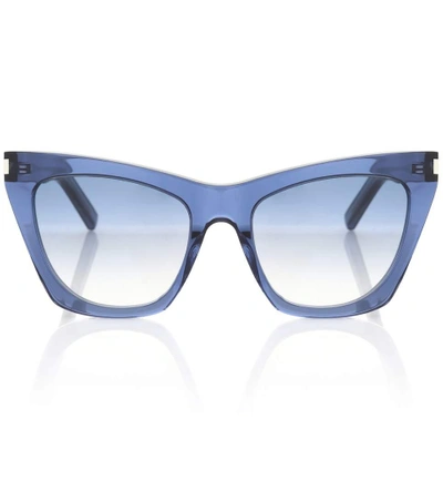 Shop Saint Laurent Kate Cat-eye Sunglasses In Blue