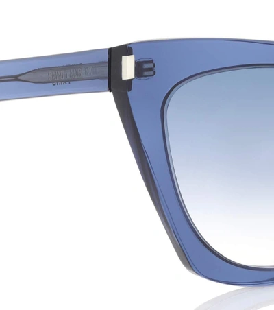 Shop Saint Laurent Kate Cat-eye Sunglasses In Blue