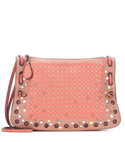 Shop Bottega Veneta Intrecciato Leather Crossbody Bag In Pink