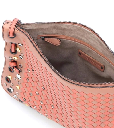 Shop Bottega Veneta Intrecciato Leather Crossbody Bag In Pink