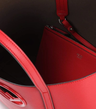 Shop Fendi Leather Shopper In Red