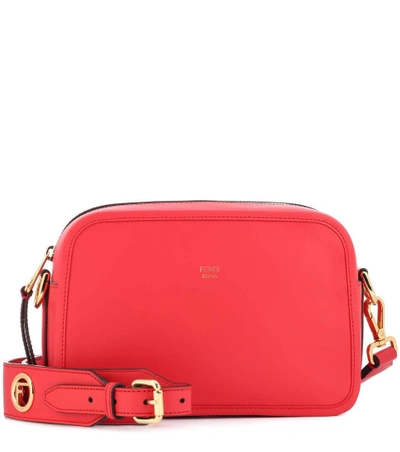 Shop Fendi Camera Case Leather Shoulder Bag In Red