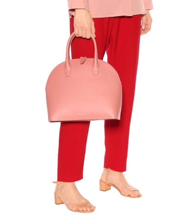 Shop Mansur Gavriel Rounded Leather Top-handle Bag In Pink