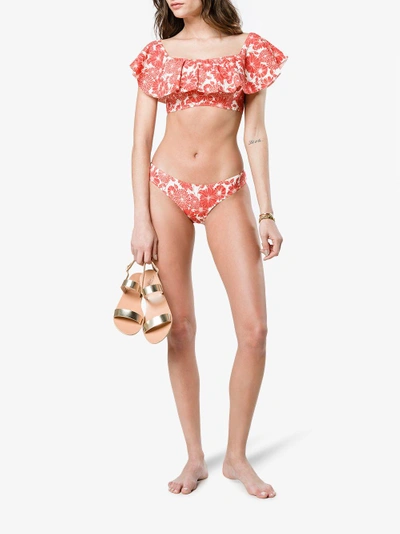 Shop Lisa Marie Fernandez Red And White Leandra Floral Bikini