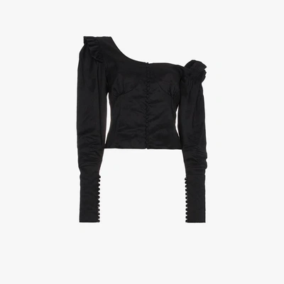 Shop Magda Butrym Silk Vannes Button Down Top In Black