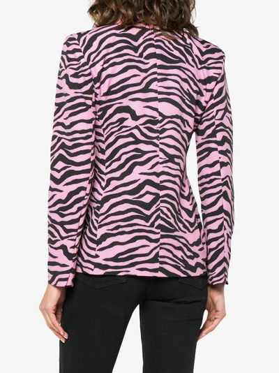 Shop Ashley Williams Tiger Print Double Breasted Blazer In Pink&purple