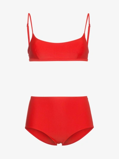 Shop Matteau Square Crop Top Bikini In Red