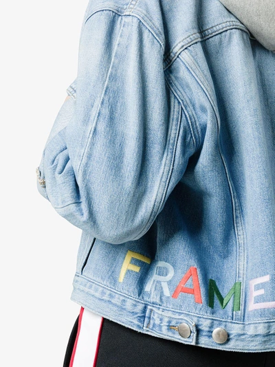 Shop Frame Denim Le Embroidery Logo Denim Jacket In Blue