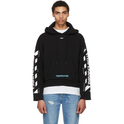 Shop Off-white Black Diagonal 'temperature' Hoodie